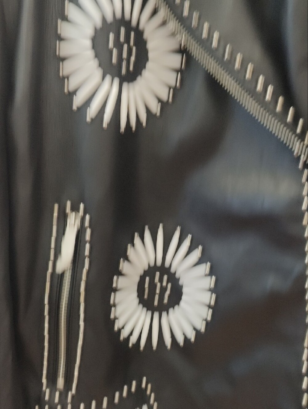 Nasty Gal Geunine Black Leather Moto Jacket with White Stud Sunburst Details - Picture 9 of 11